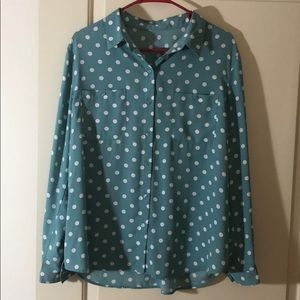 Ann Taylor LOFT long sleeve polka dot blouse.